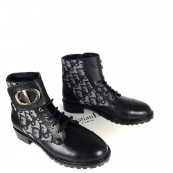 CHRİSTİAN DİOR OBLİQUE CANVAS CD BAND ANKLE BOOT