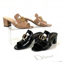 CHRİSTİAN DİOR 30 MONTAİGNE HEELED SLİDES HAKİKİ RUGAN DERİ BAYAN SANDALET SİYAH