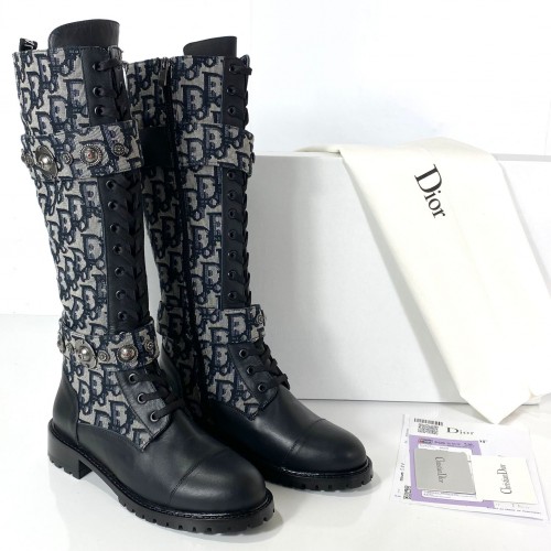 CHRİSTİAN DİOR OBLİQUE HİGH BOOTS HAKİKİ DERİ BAYAN ÇİZME