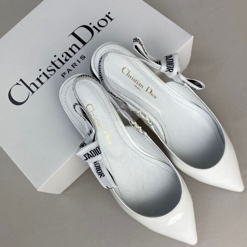 CHRİSTİAN DİOR J'ADİOR SLİNGBACK BALLERİNA FLAT SANDALS HAKİKİ DERİ BAYAN SANDALET BEYAZ