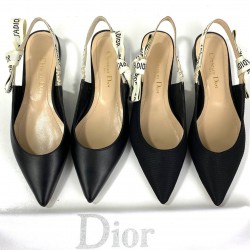 CHRİSTİAN DİOR J'ADİOR SLİNGBACK BALLERİNA FLAT SANDALS HAKİKİ DERİ BAYAN SANDALET SİYAH
