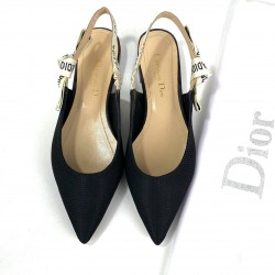 CHRİSTİAN DİOR J'ADİOR SLİNGBACK BALLERİNA FLAT SANDALS HAKİKİ DERİ BAYAN SANDALET SİYAH
