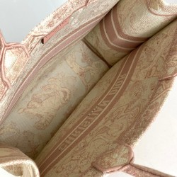 CHRİSTİAN DİOR BOOK TOTE TOİLE DE JOUY EMBROİDERY PİNK