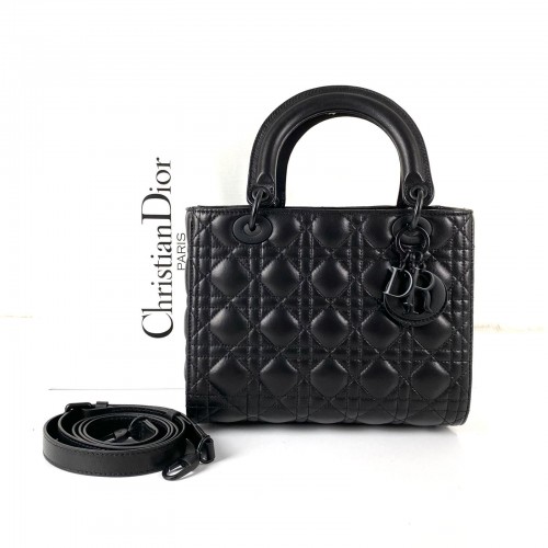 CHRİSTİAN DİOR MEDİUM LADY DİOR BAG HAKİKİ DERİ ÇANTA SİYAH
