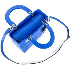 CHRİSTİAN DİOR MEDİUM LADY DİOR BAG HAKİKİ DERİ ÇANTA SAKS MAVİ