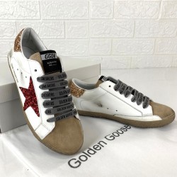 GOLDEN GOOSE SUPER-STAR BEYAZ-GOLD/RED STAR
