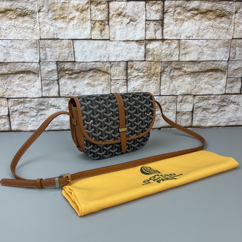 GOYARD BELVEDERE PM BAG HAKİKİ DERİ BAYAN ÇANTA SİYAH/TABA