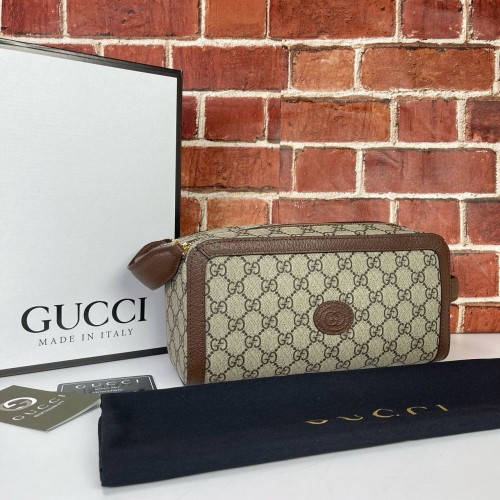 GUCCİ TOİLETRY CASE İNTERLOCKİNG G HAKİKİ DERİ ERKEK ÇANTASI 