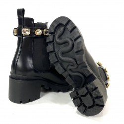 GUCCİ CHELSEA BOOT WİTH CRYSTAL BELT HAKİKİ DERİ BAYAN BOT SİYAH