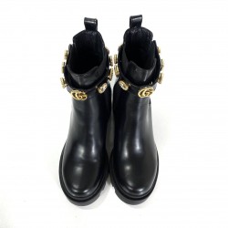 GUCCİ CHELSEA BOOT WİTH CRYSTAL BELT HAKİKİ DERİ BAYAN BOT SİYAH