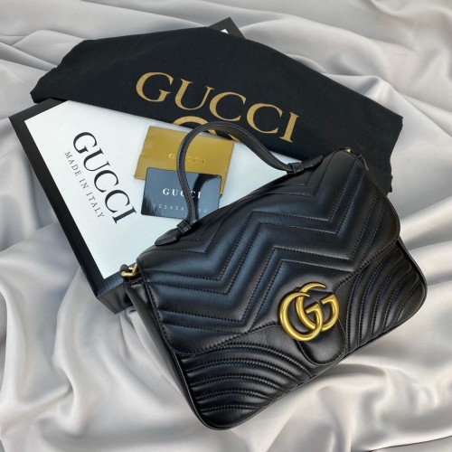 GUCCİ GG MARMONT MATELASSE TOP HANDLE BAG SMALL SİYAH