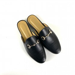 GUCCİ PRİNCETOWN LEATHER SLİPPERS HAKİKİ DERİ BAYAN TERLİK SİYAH