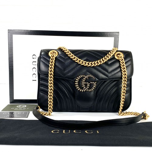 GUCCİ MARMONT HAKİKİ DERİ SİYAH