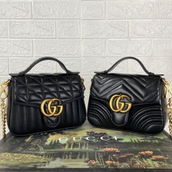GUCCİ GG MARMONT MATELASSE TOP HANDLE BAG MİNİ SİYAH