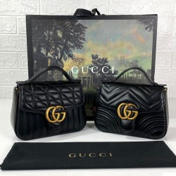 GUCCİ GG MARMONT MATELASSE TOP HANDLE BAG MİNİ SİYAH