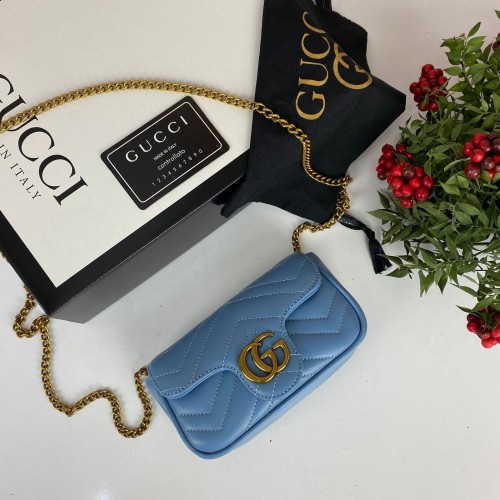 GUCCİ NANO MARMONT HAKİKİ DERİ ÇANTA MAVİ