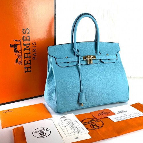 HERMES BİRKİN 35 HAKİKİ DERİ MAVİ