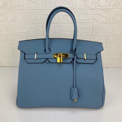 HERMES BİRKİN 35 HAKİKİ DERİ MAVİ ALTIN AKSESUAR