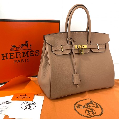 HERMES BİRKİN 35 HAKİKİ DERİ PUDRA ALTIN RENK AKSESUAR