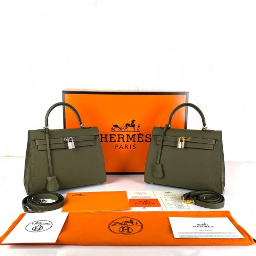 HERMES MİNİ KELLY 22 FLOTER DERİ HAKİ YEŞİL
