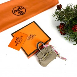 HERMES MİNİATURE BİRKİN PURSE BAG CHARM HAKİKİ DERİ İTHAL ÇANTA AKSESUARI VİZON