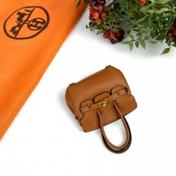 HERMES MİNİATURE BİRKİN PURSE BAG CHARM HAKİKİ DERİ İTHAL ÇANTA AKSESUARI TABA