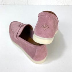 LORO PİANA SUMMER CHARMS WALK LOAFERS %100 HAKİKİ SÜET DERİ BAYAN AYAKKABI GÜL KURUSU PEMBE