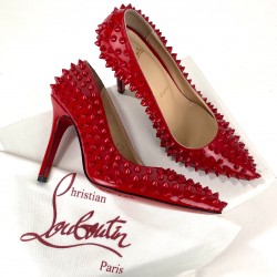 CHRİSTİAN LOUBOUTİN PİGALLE SPİKED PUMPS HAKİKİ DERİ STİLETTO AYAKKABI KIRMIZI