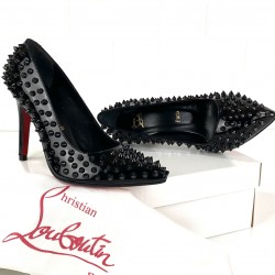 CHRİSTİAN LOUBOUTİN PİGALLE SPİKED PUMPS HAKİKİ DERİ STİLETTO AYAKKABI SİYAH