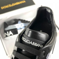 DOLCE&GABBANA PORTOFİNO LOGO PRİNT SNEAKERS SİYAH