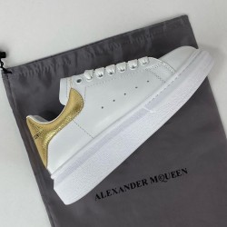 ALEXANDER MCQUEEN HAKİKİ DERİ BAYAN SNEAKER BEYAZ-ALTIN RENK