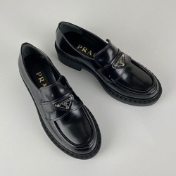 PRADA LACED DERBY SHOES HAKİKİ DERİ BAYAN AYAKKABI SİYAH
