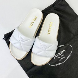 PRADA QUİLTED SLİDES HAKİKİ DERİ BAYAN TERLİK BEYAZ