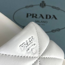 PRADA QUİLTED SLİDES HAKİKİ DERİ BAYAN TERLİK BEYAZ