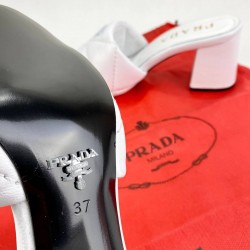 PRADA QUİLTED HEELED SANDALS BEYAZ