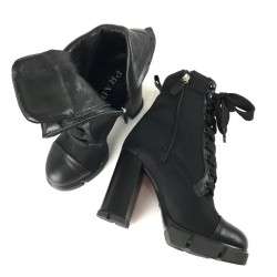 PRADA ANKLE HİGH-HEELED LACED BOOTS PATENT LEATHER