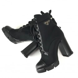 PRADA ANKLE HİGH-HEELED LACED BOOTS PATENT LEATHER
