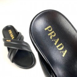 PRADA THONG FLATFORM QUİLTED SLİDES HAKİKİ DERİ BAYAN TERLİK SİYAH