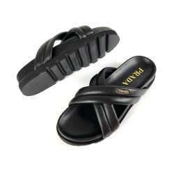 PRADA THONG FLATFORM QUİLTED SLİDES HAKİKİ DERİ BAYAN TERLİK SİYAH