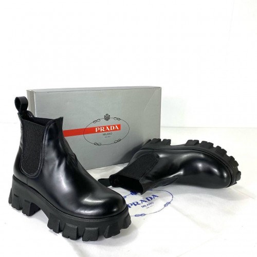 PRADA MONOLİTH CHELSEA BOOTS HAKİKİ DERİ BAYAN BOT SİYAH
