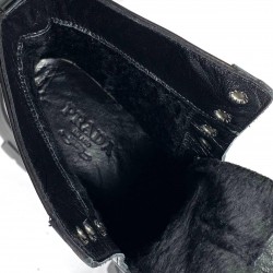 PRADA ANKLE POUCH COMBAT BOOTS BRUSHED LEATHER