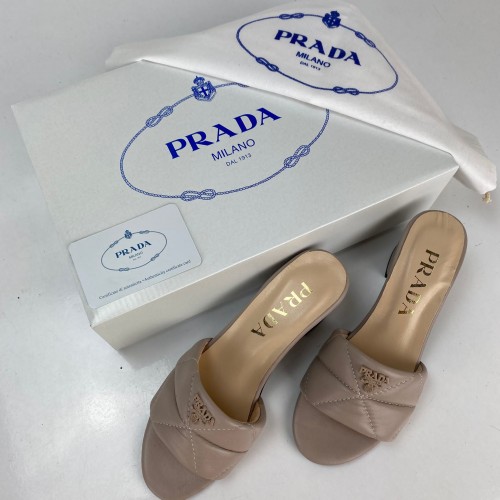 PRADA QUİLTED HEELED SANDALS HAKİKİ DERİ SANDALET VİZON