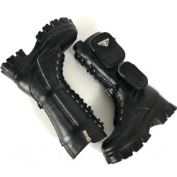 PRADA MONOLİTH BRUSHED LEATHER BOOTS HAKİKİ DERİ BAYAN ÇİZME