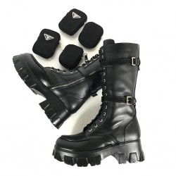 PRADA MONOLİTH BRUSHED LEATHER BOOTS HAKİKİ DERİ BAYAN ÇİZME