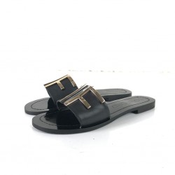 TOM FORD TF FLAT SANDALS HAKİKİ DERİ BAYAN TERLİK SİYAH
