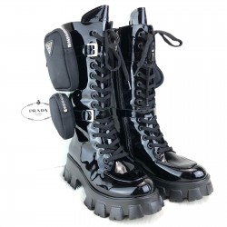 PRADA MONOLİTH PATENT LEATHER BOOTS 