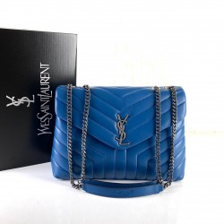 YVES SAİNT LAURENT LOULOU MEDİUM MAVİ GÜMÜŞ AKSESUAR