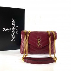 YVES SAİNT LAURENT LOULOU SMALL BORDO ALTIN AKSESUAR