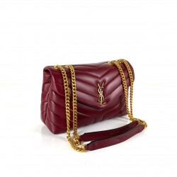 YVES SAİNT LAURENT LOULOU SMALL BORDO ALTIN AKSESUAR