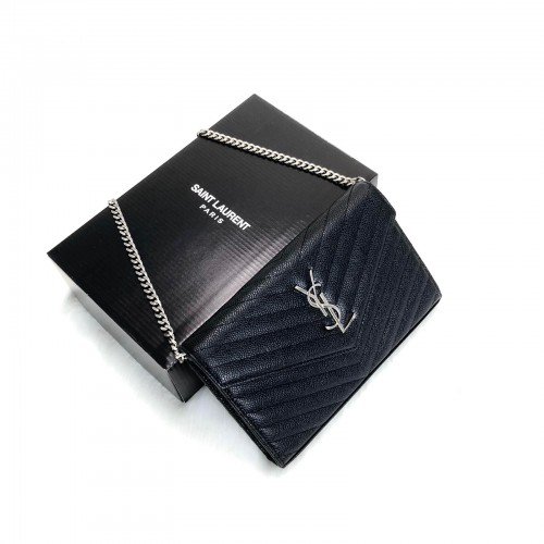 YVES SAİNT LAURENT QUİLTED SHOULDER BAG CAVİAR SİYAH GÜMÜŞ AKSESUAR